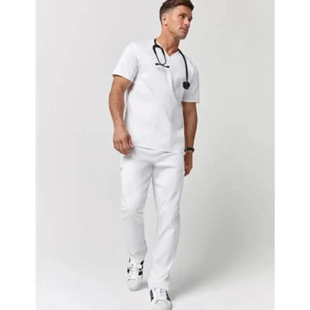 Jaanuu‎ Men's 11-pocket Relaxed-fit White Scrub Pant Size M